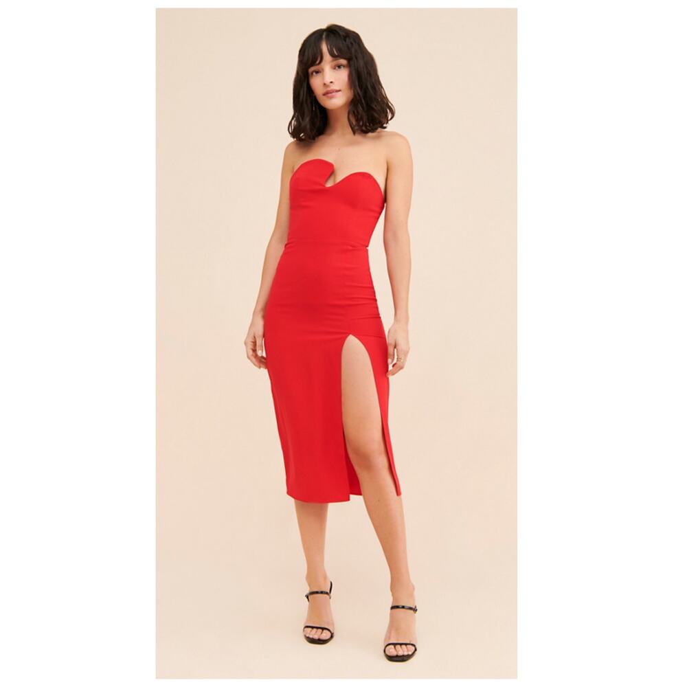Amanda Uprichard Puzzle Strapless Midi Dress Size Small